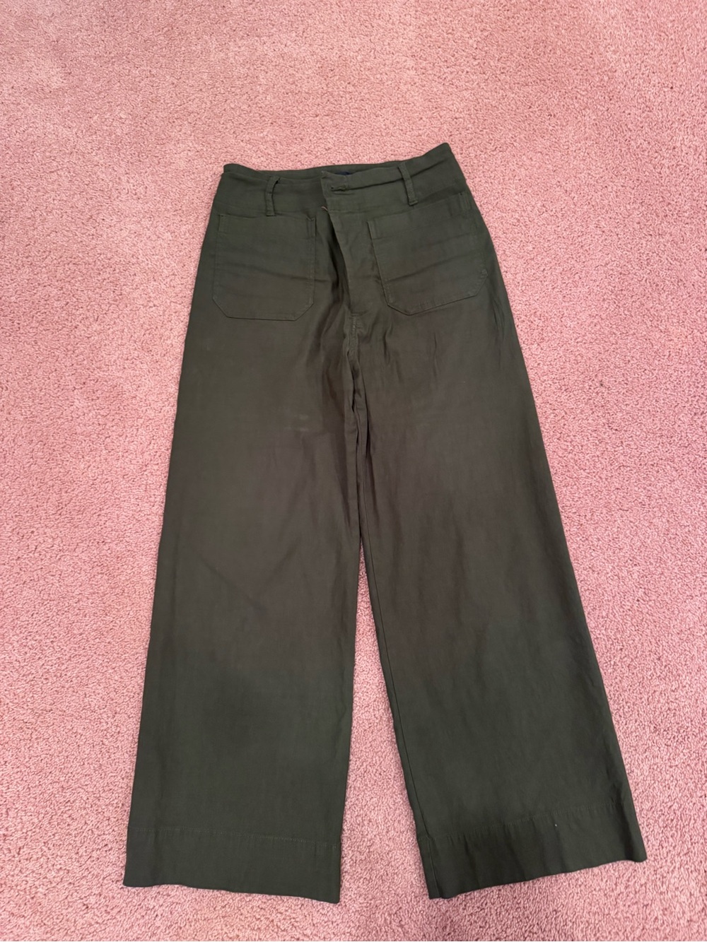 Maeve Wide-Leg Dark Green Chinos - Picture 1 of 3